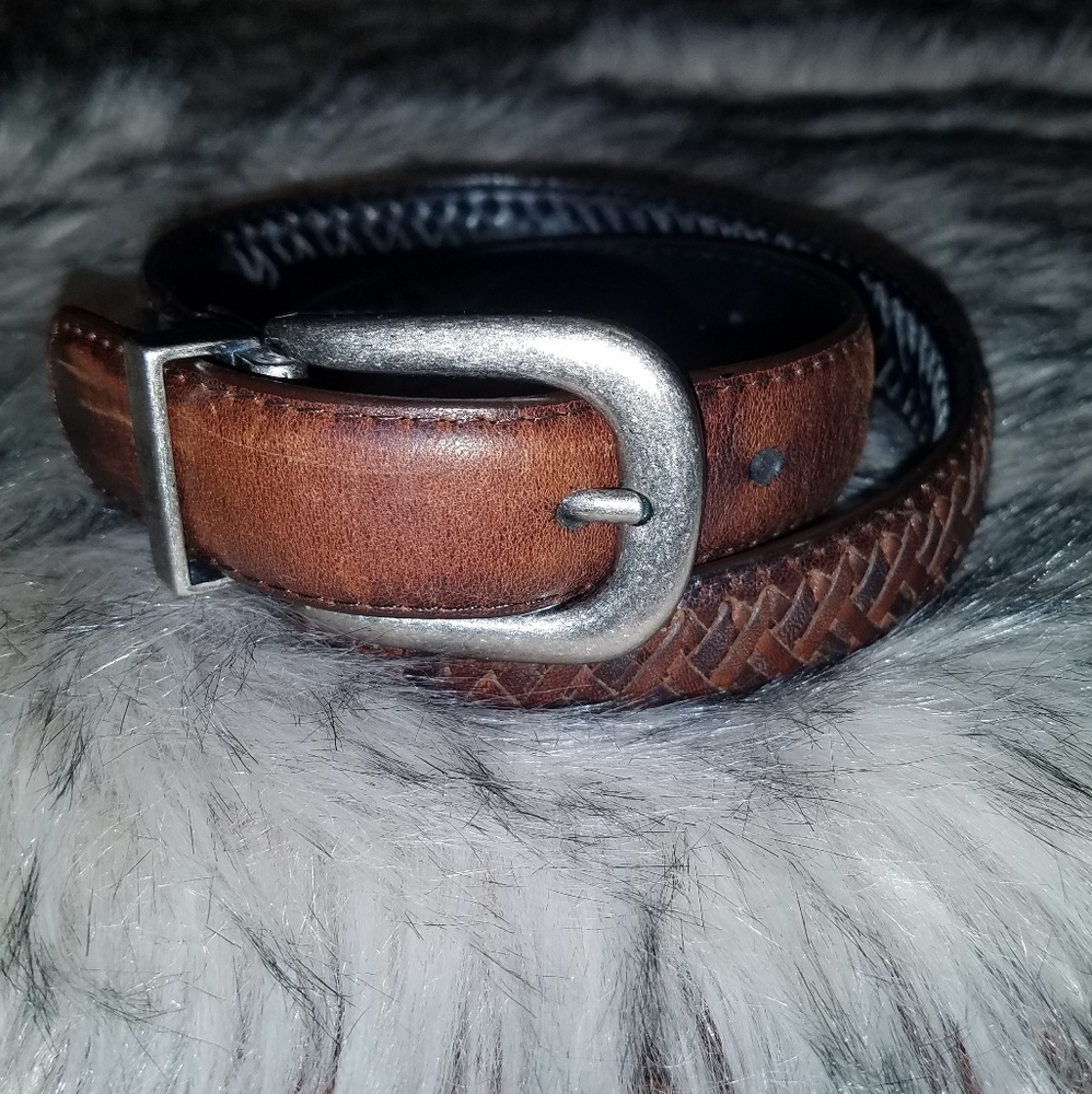 🌻Oiled Cowhide Braided Brown Belt